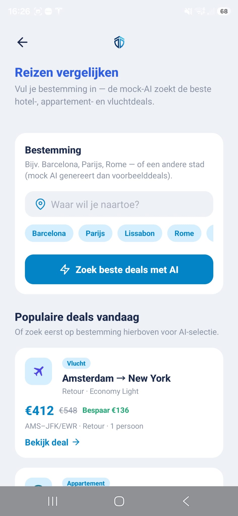 iSaive-app: reizen vergelijken met bestemming en deals